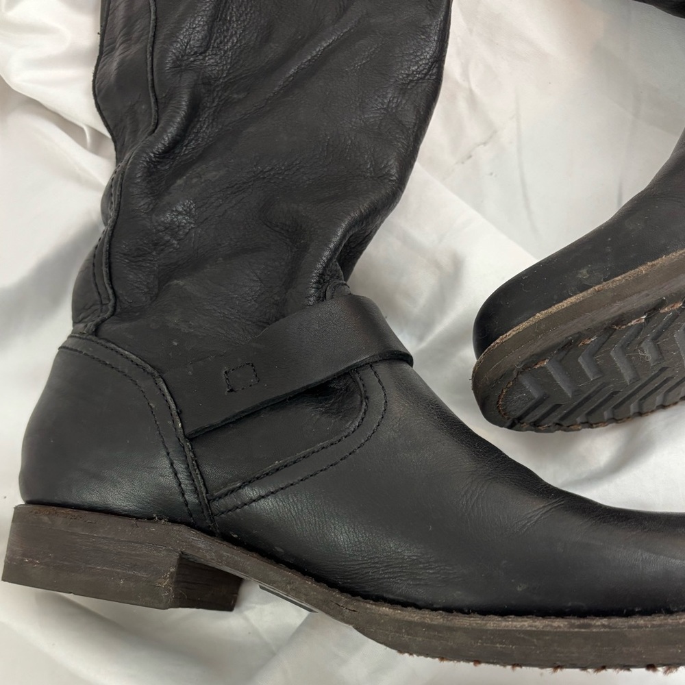 GUC FRYE sz9 Black Leather Veronica Slouch Tall Boots… - Picture 6 of 13